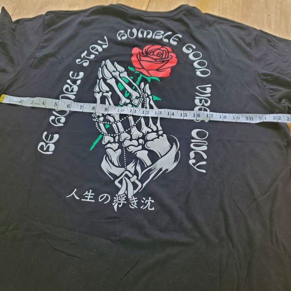 2 Monkeys Graphic T Shirt Size 2XL XXL Black Red White Be Humble Good Vibes Only - Picture 5 of 7